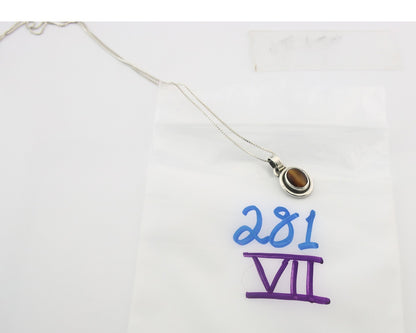 Navajo Sterling Silver Necklace Authentic Tiger Eye Sapphire Vintage Handmade