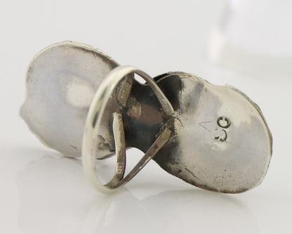 Navajo Ring 925 Silver Sleeping B Turquoise Signed Robert & Bernice Leekya C80s