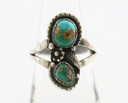 Navajo Ring 925 Silver Natural AAA Blue Turquoise Artist Signed Tom Willeto C80s