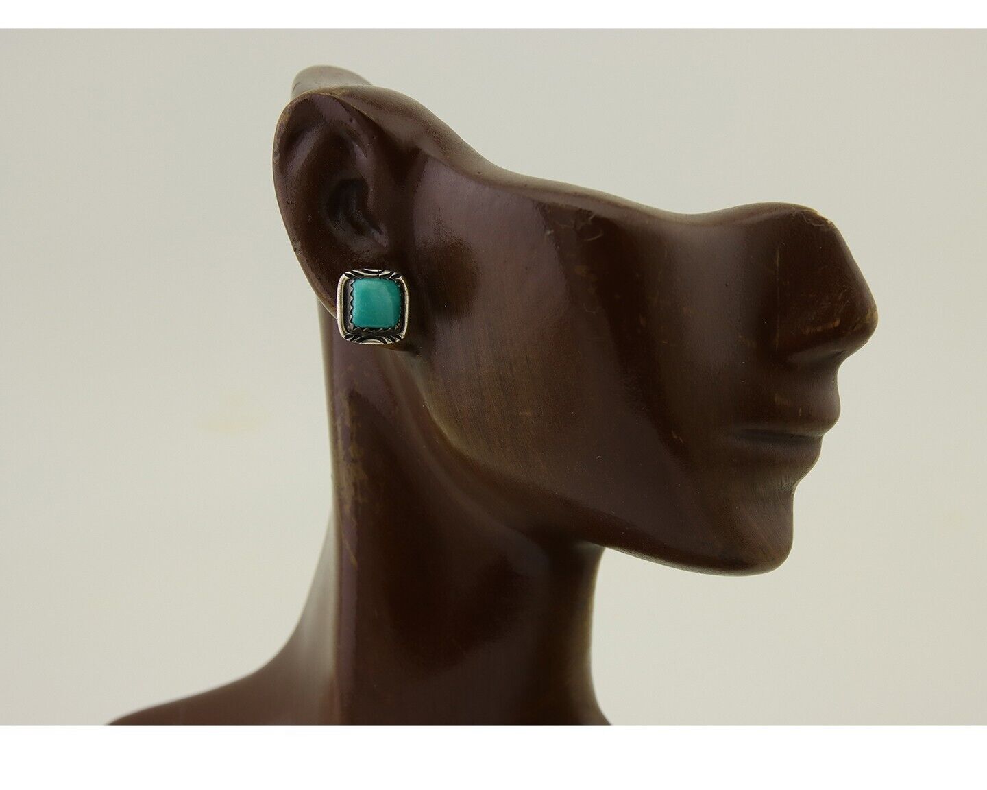 Navajo Hand Stamped Earrings 925 Silver Blue Turquoise Native Artist C.80's