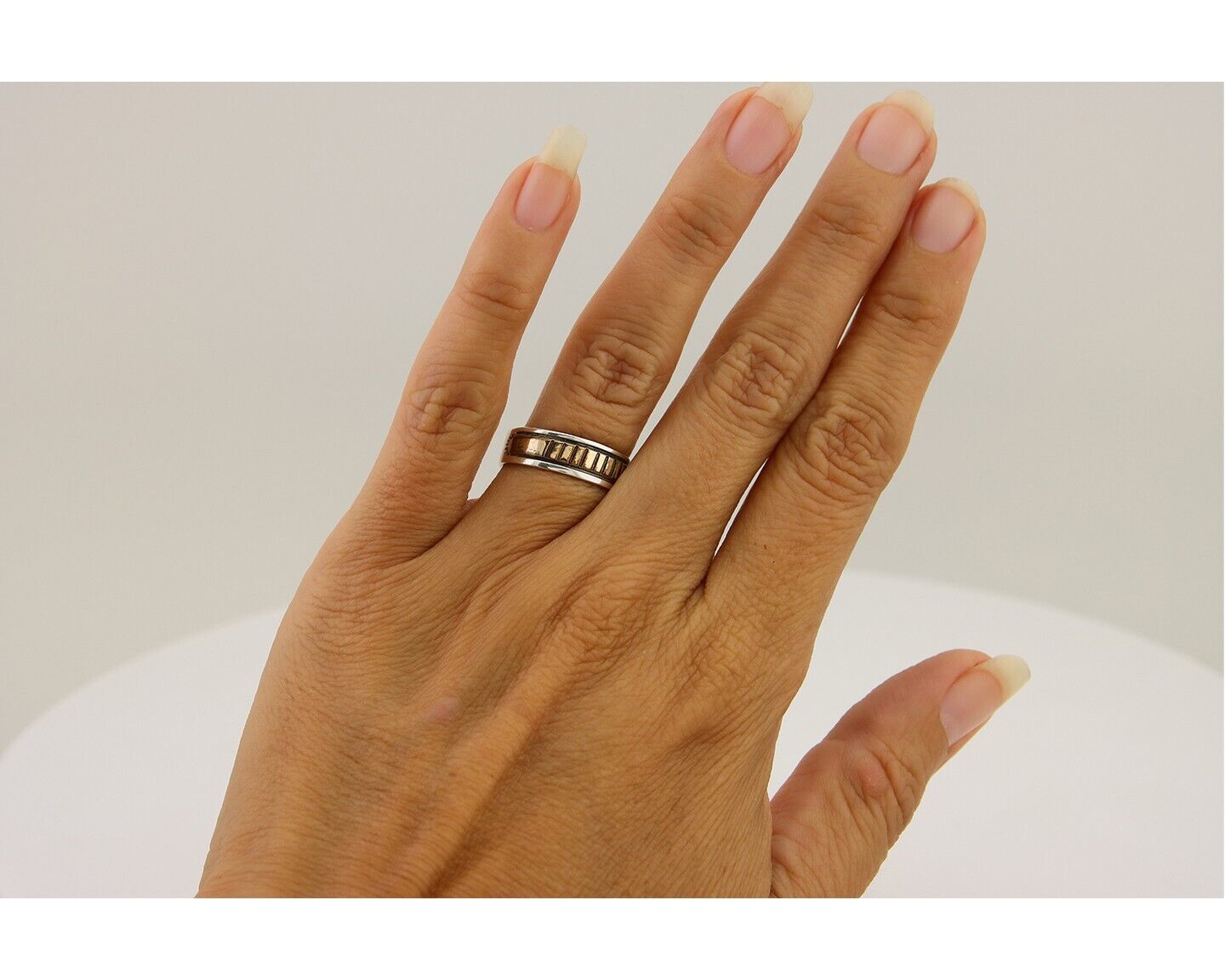 Navajo Handmade Ring 925 Silver & Gold Artist Signed E C.80's