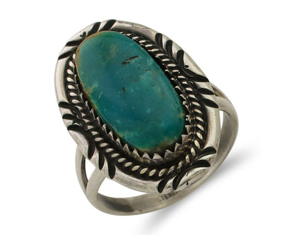 Navajo Ring 925 Silver Natural Blue Turquoise Artist Signed M BEGAY C.80's