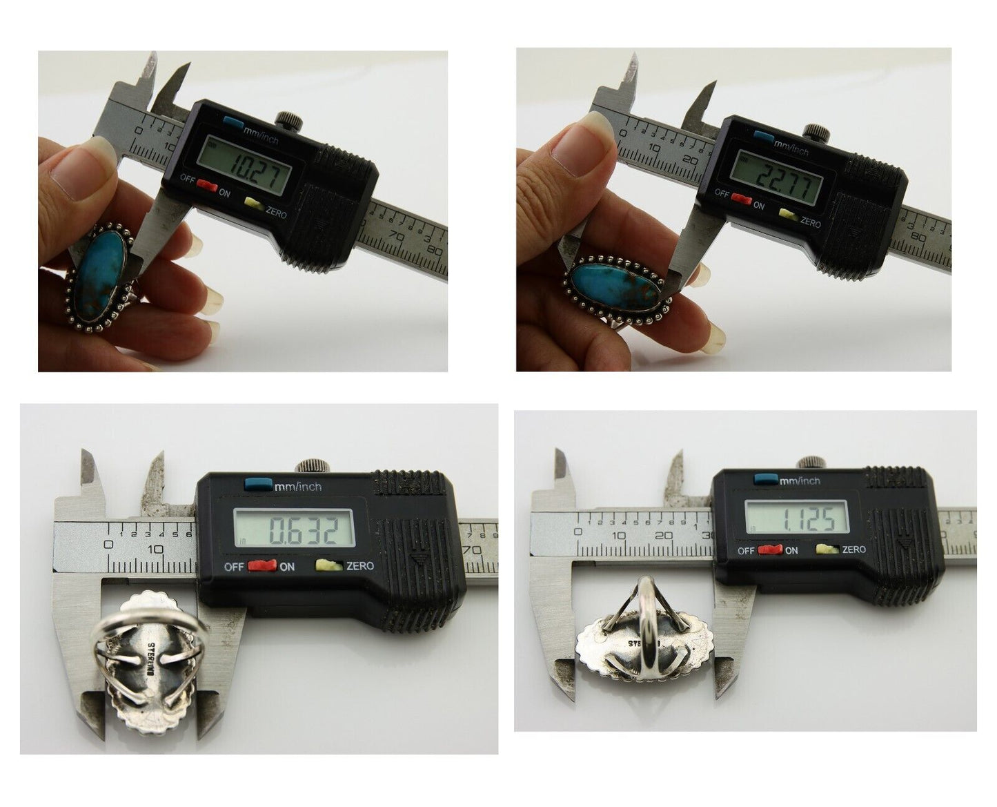 Navajo Shield Ring 925 Silver Arizona Turquoise Native Artist C.80's