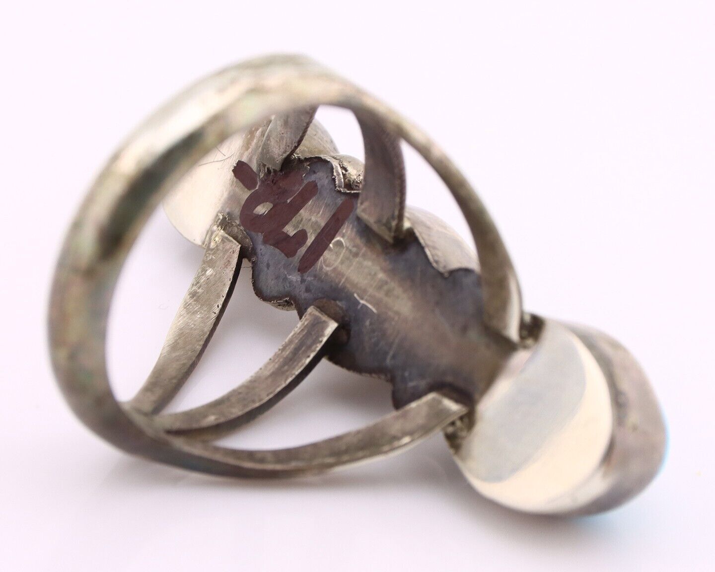 Navajo 3 Stone Ring 925 Silver Morenci Turquoise Native American Artist C.80's