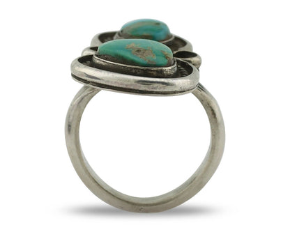 Navajo Ring 925 Silver Natural Blue Turquoise Native American Artist C.80's
