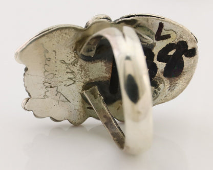 Navajo Handmade Ring 925 Silver Natural Tuquoise Artist Signed JM C.80's