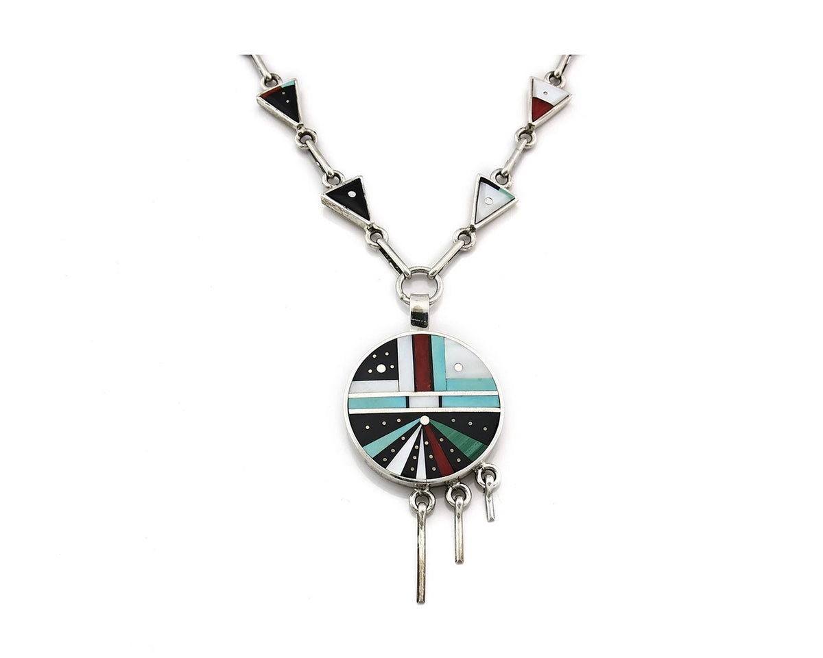 Navajo Necklace Natural Gemstone Handmade Vintage Signed H. Smith