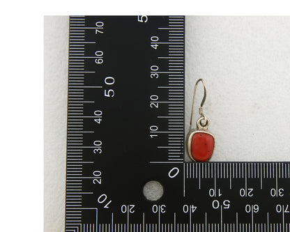 Navajo Earrings 925 Silver Natural Coral Native American Artist C.80's
