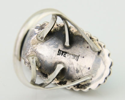 Navajo Shield Ring 925 Silver Arizona Turquoise Native Artist C.80's