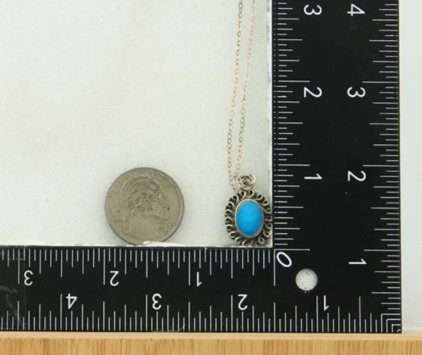 Navajo Necklace Sterling Silver Natural Blue Turquoise Handmade Vintage