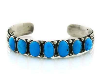 Navajo Cuff Bracelet 925 Sterling Silver Turquoise Handmade Vintage Leonard H