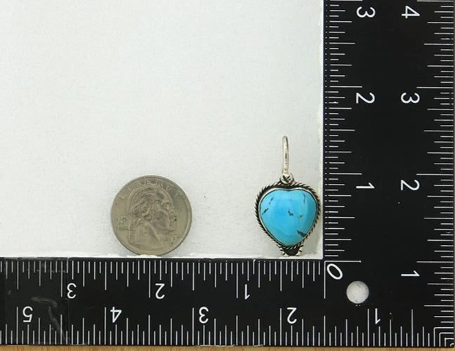 Navajo Heart Pendant Sterling Silver Turquoise Vintage Handmade