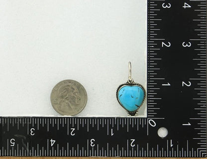 Navajo Heart Pendant Sterling Silver Turquoise Vintage Handmade