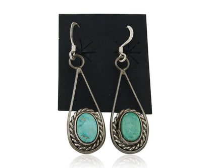 Navajo Dangle Earrings 925 Silver Natural Turquoise Native American Artist C.80s
