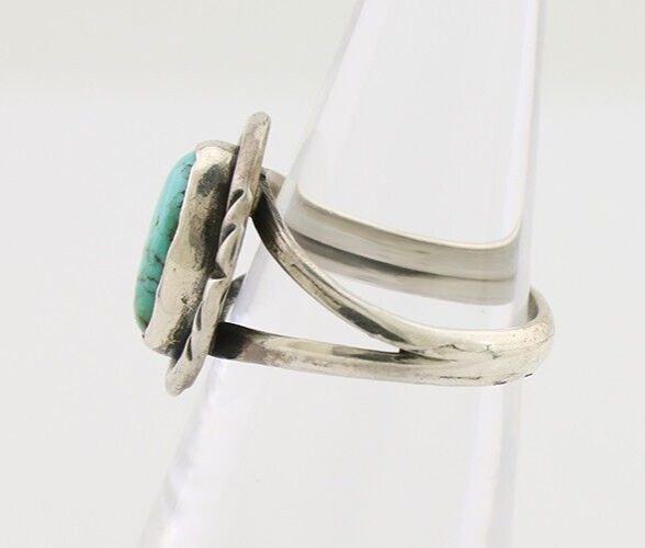 Navajo Ring 925 Silver Spiderweb Turquoise Native American Artist C.80's