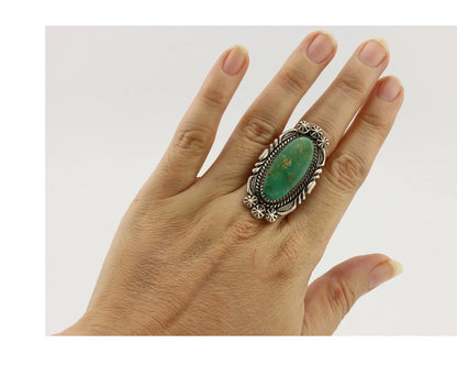 Navajo Ring .925 Silver Manassas Turquoise Native American Artist C.80's