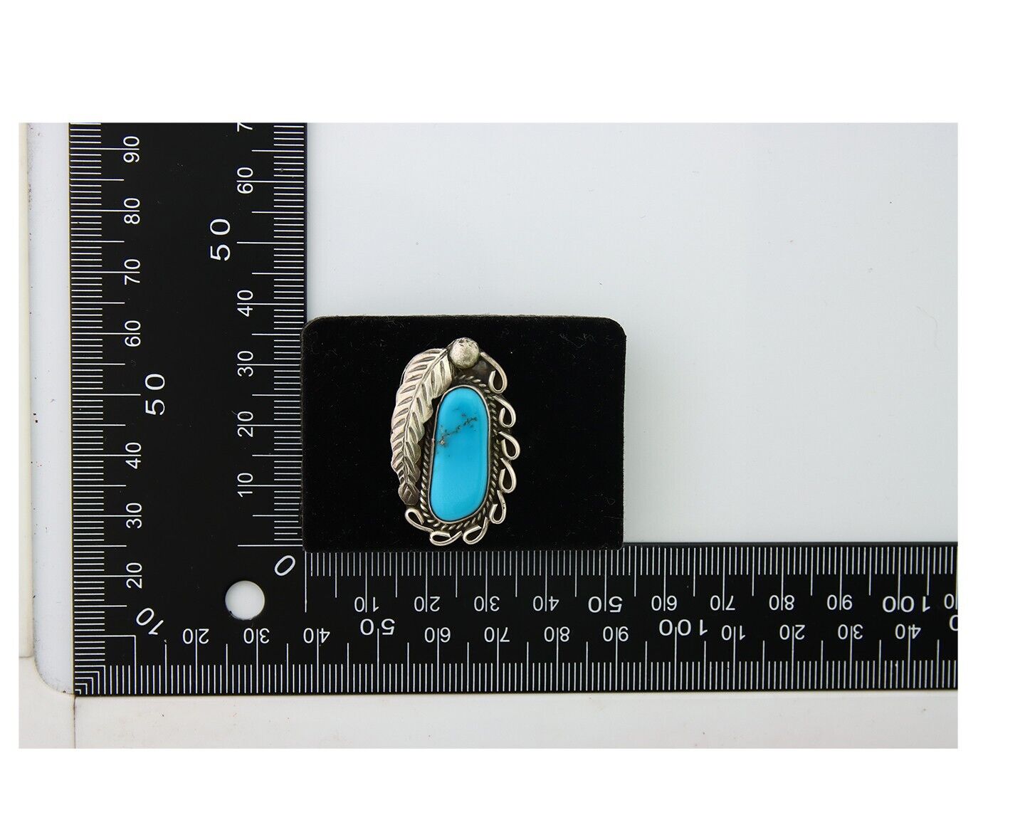 Navajo Ring .925 Sterling Blue Turquoise Artist Signed EK C.80's