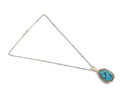 Navajo Necklace 925 Silver Natural Turquoise Artist Signed Tommy C.80's