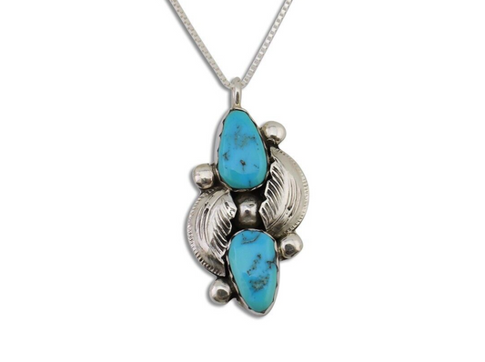 Navajo Turquoise Handmade Necklace 925 Silver Simplicio C.80s