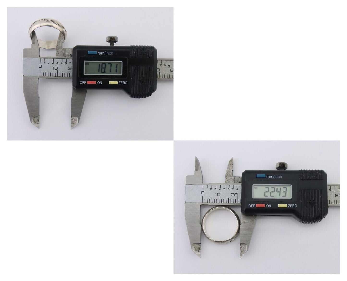 Navajo Hand Stamped Band 925 Silver 6.0 mm Signed Larry Chavez Size 8.75 C.80's