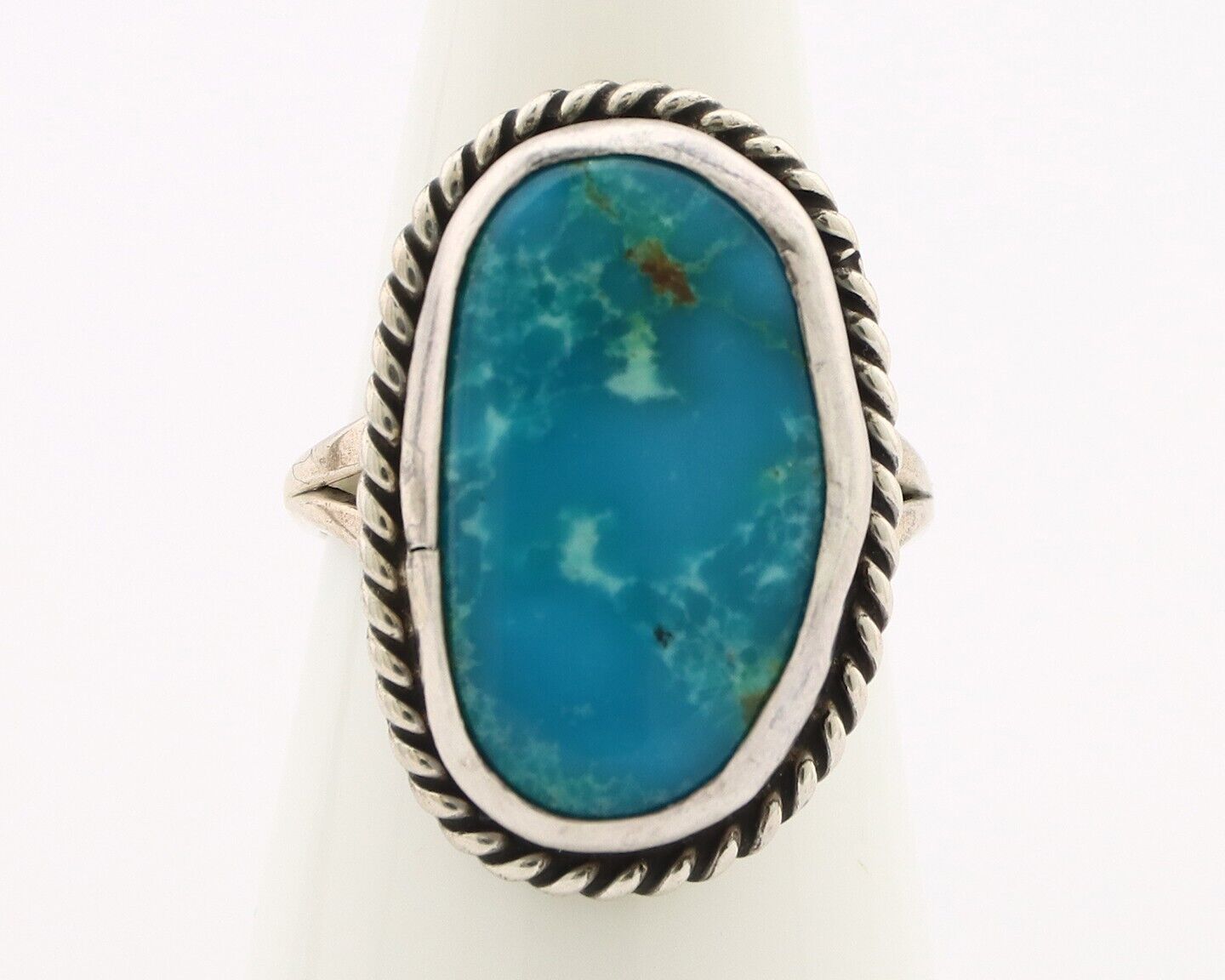 Navajo Ring 925 Silver Blue Gem Turquoise Native American Artist C.80's