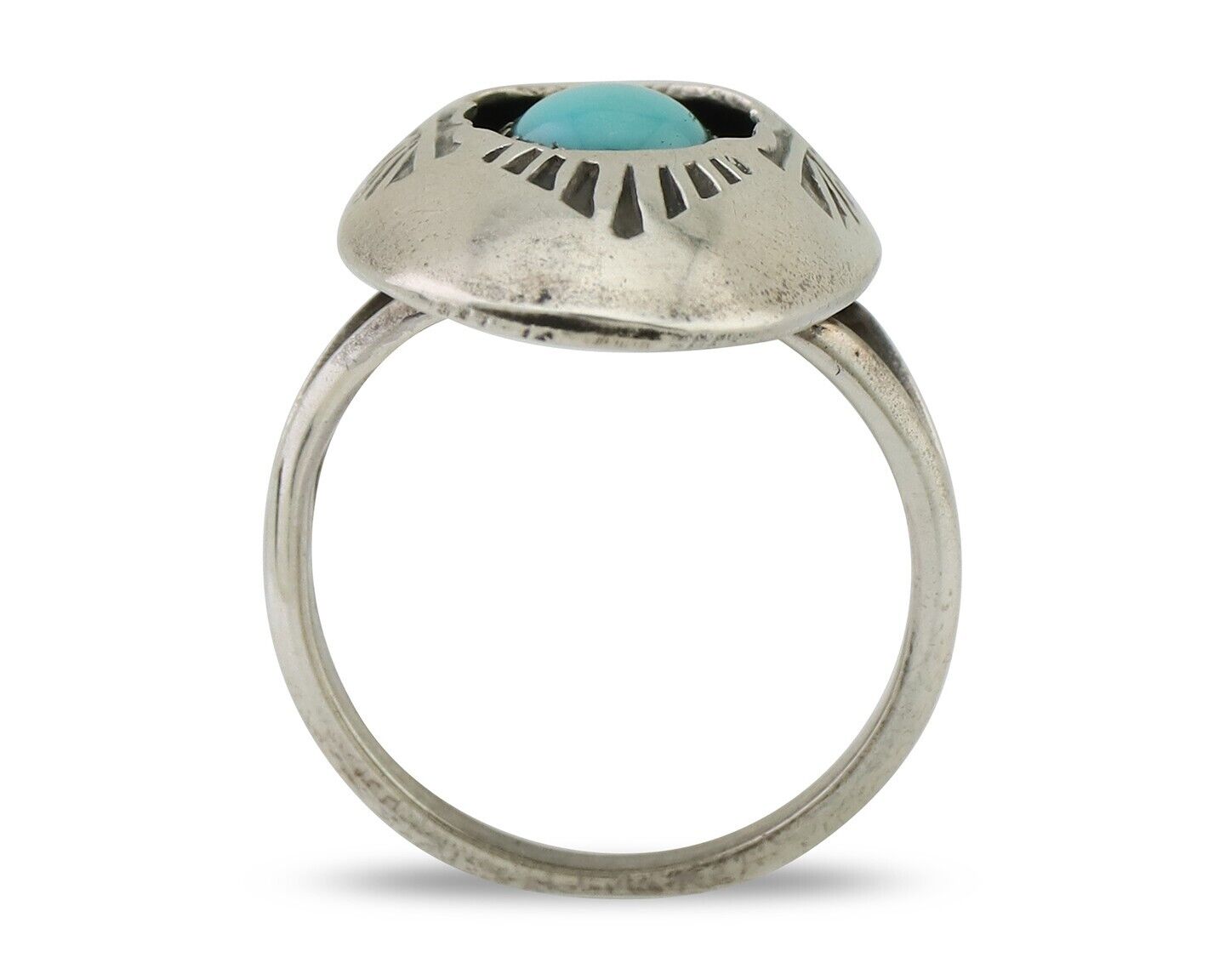Navajo Ring 925 Silver Natural Blue Turquoise Native American Artist C.80's