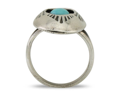 Navajo Ring 925 Silver Natural Blue Turquoise Native American Artist C.80's