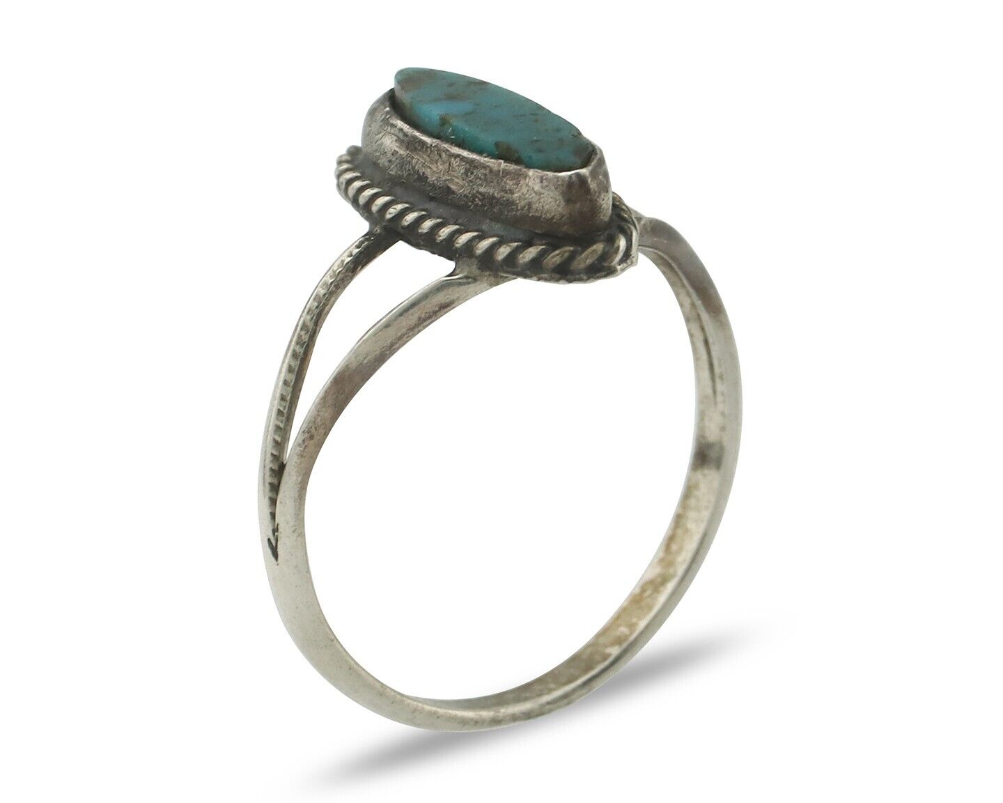 Navajo Ring 925 Silver Red Mountain Turquoise Native American Artist C.80's