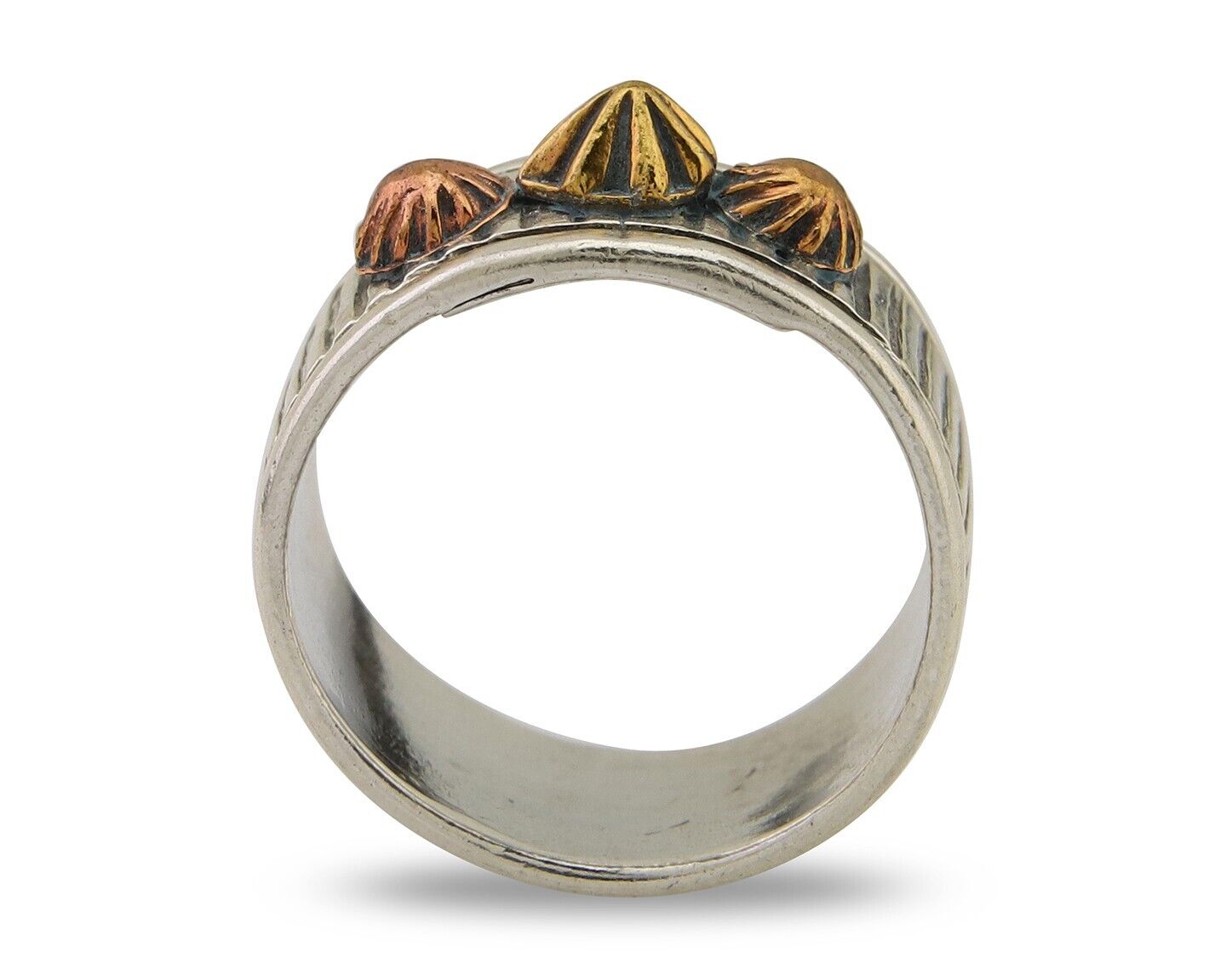 Navajo Handmade Ring 925 Silver & Gold Signed Kee Nataani C.80's