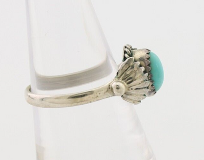 Navajo Ring 925 Silver Kingman Turquoise Native American Artist Made In 1985