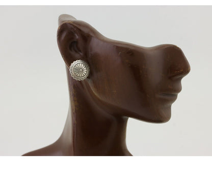 Navajo Small Shield Earrings 925 Silver Native American Artist C.80's