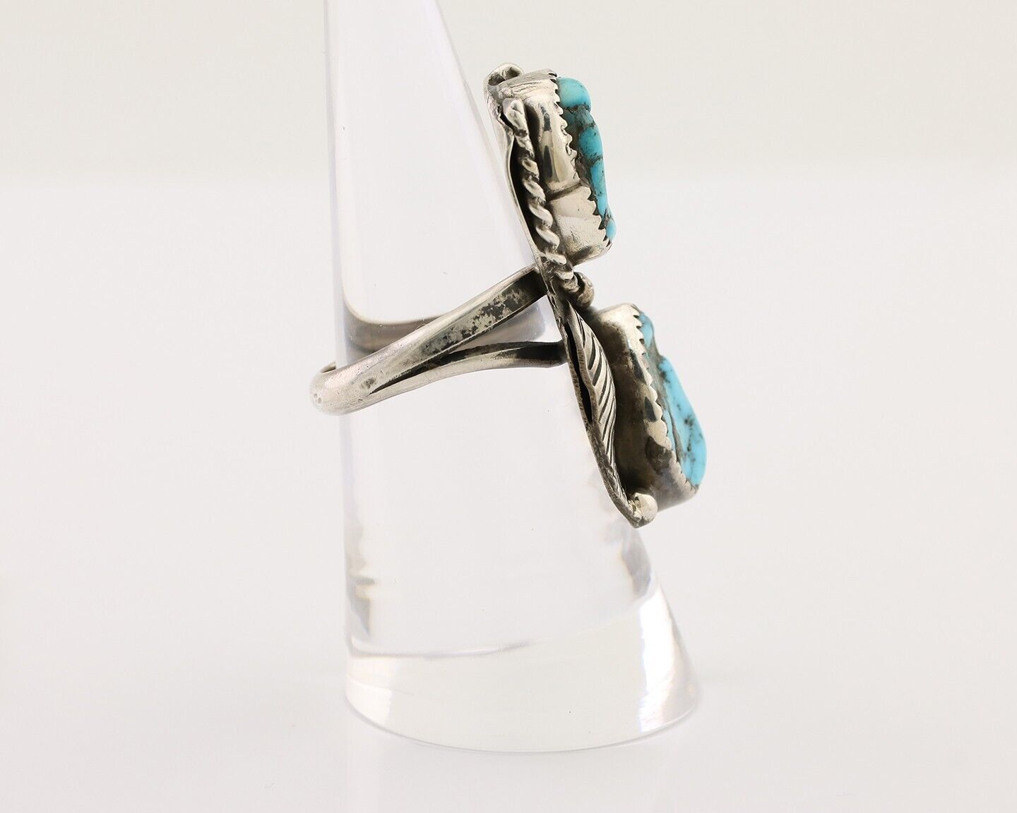 Navajo Handmade Ring 925 Silver Natural Tuquoise Native American Artist C.80's