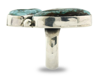 Vintage Navajo Ring 925 Sterling Silver Turquoise Signed David Zachary Size 8.0