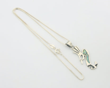 Navajo Kokopelli Necklace Sterling Silver Opal Vintage Signed BB