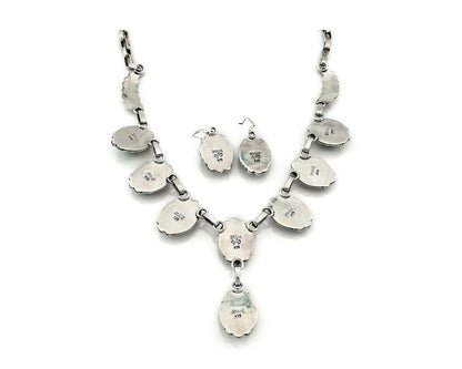 Navajo Necklace Earring Set Natural Turquoise Vintage Signed Gecko C.80's
