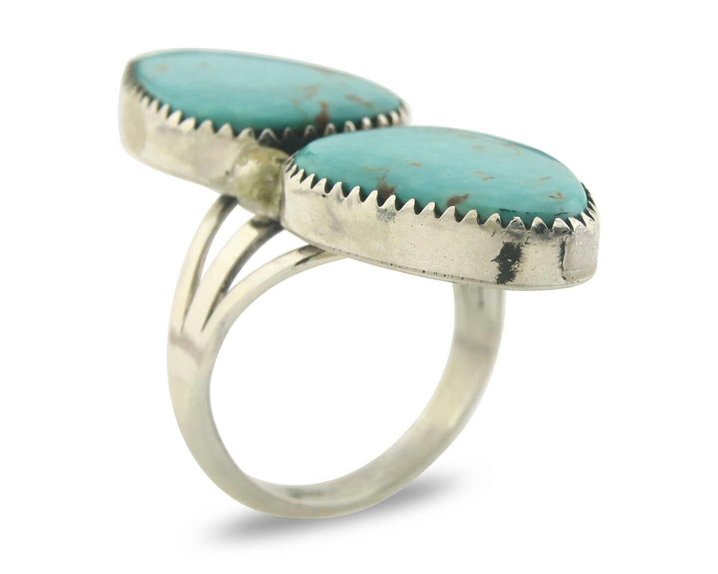 Navajo Ring 925 Sterling Natural Blue Turquoise Signed Begay C.80's