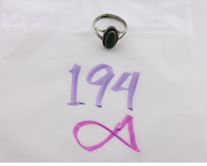 Navajo Ring 925 Silver Green Turquoise Native American Artist C.80's
