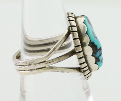 Navajo Ring 925 Silver Natural Blue Turquoise Signed Tony Guerro C.80's