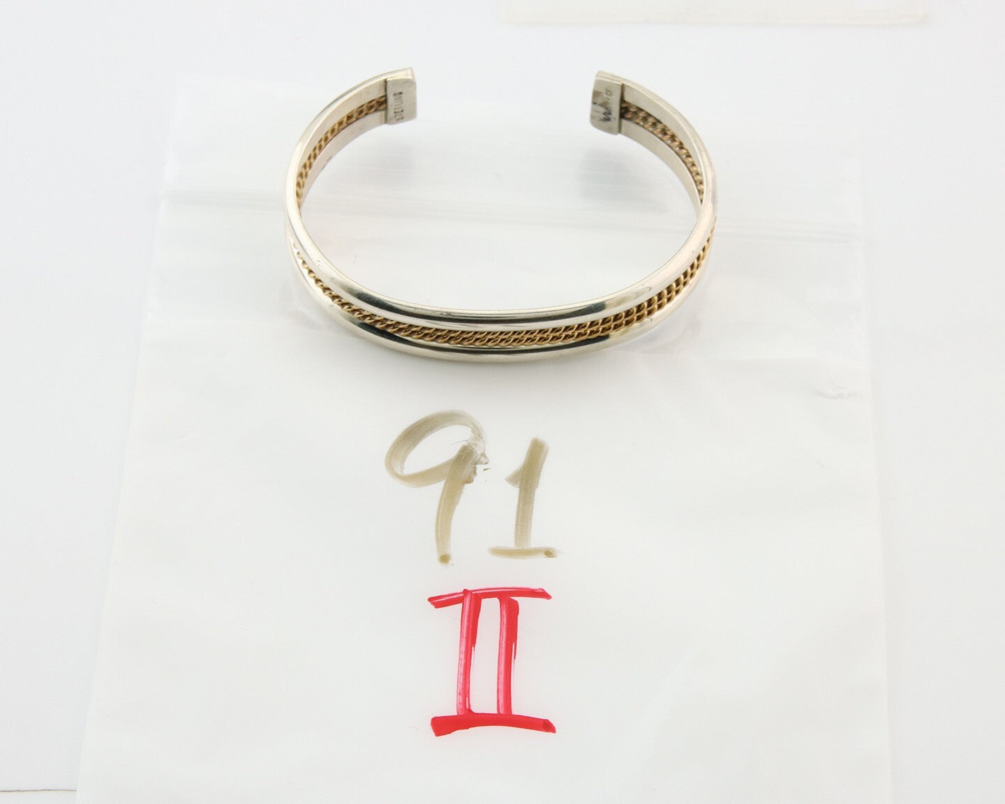 Navajo Bracelet 925 Silver Native American Handmade Yellow Gold Plated Cuff C80s