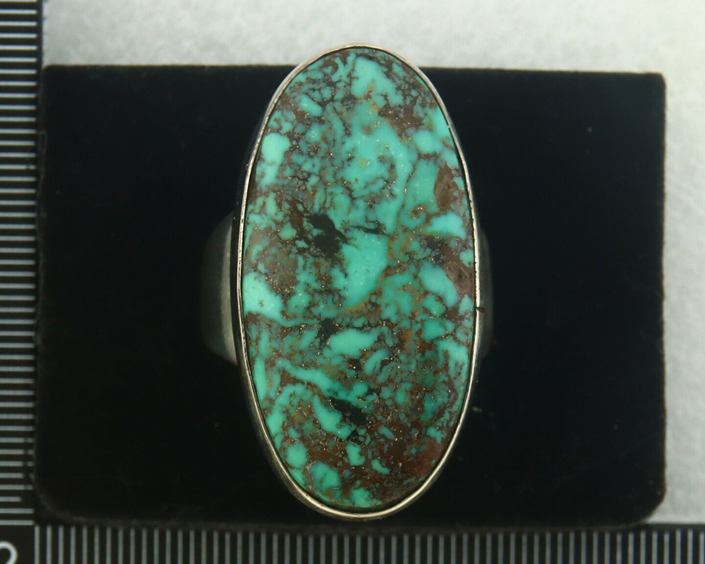 Navajo Men Ring 925 Sterling Natural Blue Turquoise Signed M Montoya C.80's