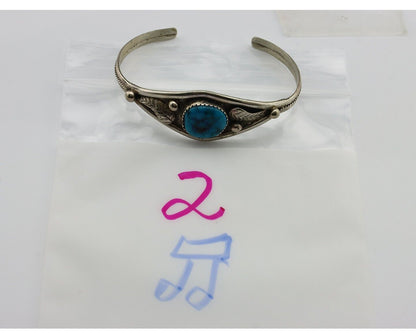 Navajo Bracelet 925 Silver Blue Spiderweb Turquoise Native American C.80's