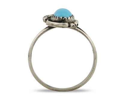 Navajo Ring 925 Silver Sleeping Beauty Turquoise Signed SkyStone Creations C80s
