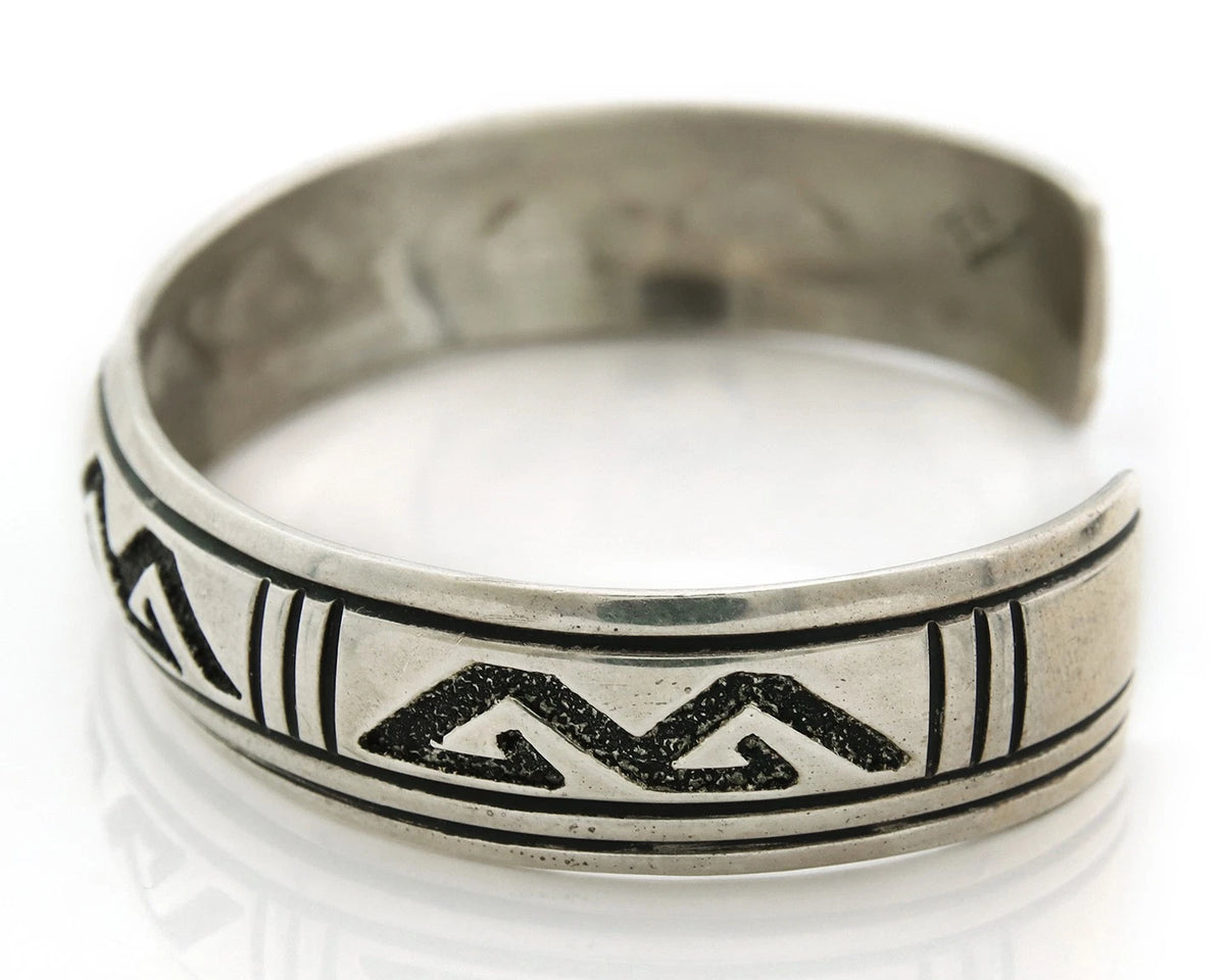 Navajo Cuff Bracelet 925 Sterling Silver Vintage Hand Stamped Signed T Singer