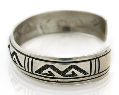 Navajo Cuff Bracelet 925 Sterling Silver Vintage Hand Stamped Signed T Singer