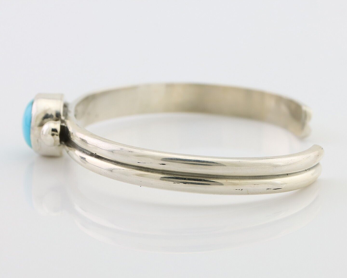 Navajo Cuff Bracelet 925 Silver Natural Blue Turquoise Native American C.80's