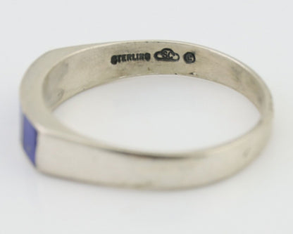 Navajo Handmade Ring 925 Silver Natural Lapis Lazuli Artist Signed SC C.80's