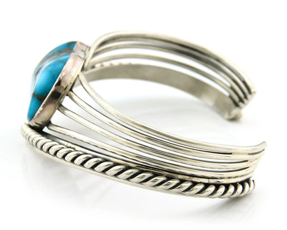 Navajo Cuff Bracelet Sterling Silver Natural Nevada Turquoise Native Vintage