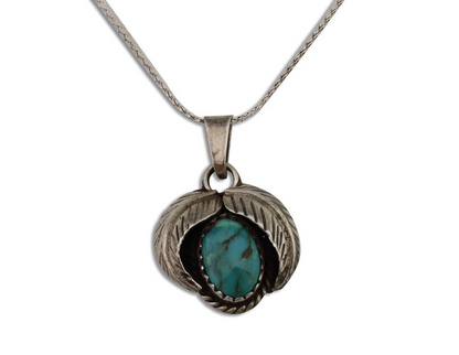 Navajo Turquoise Necklace 925 Silver Native American Artist C.80's