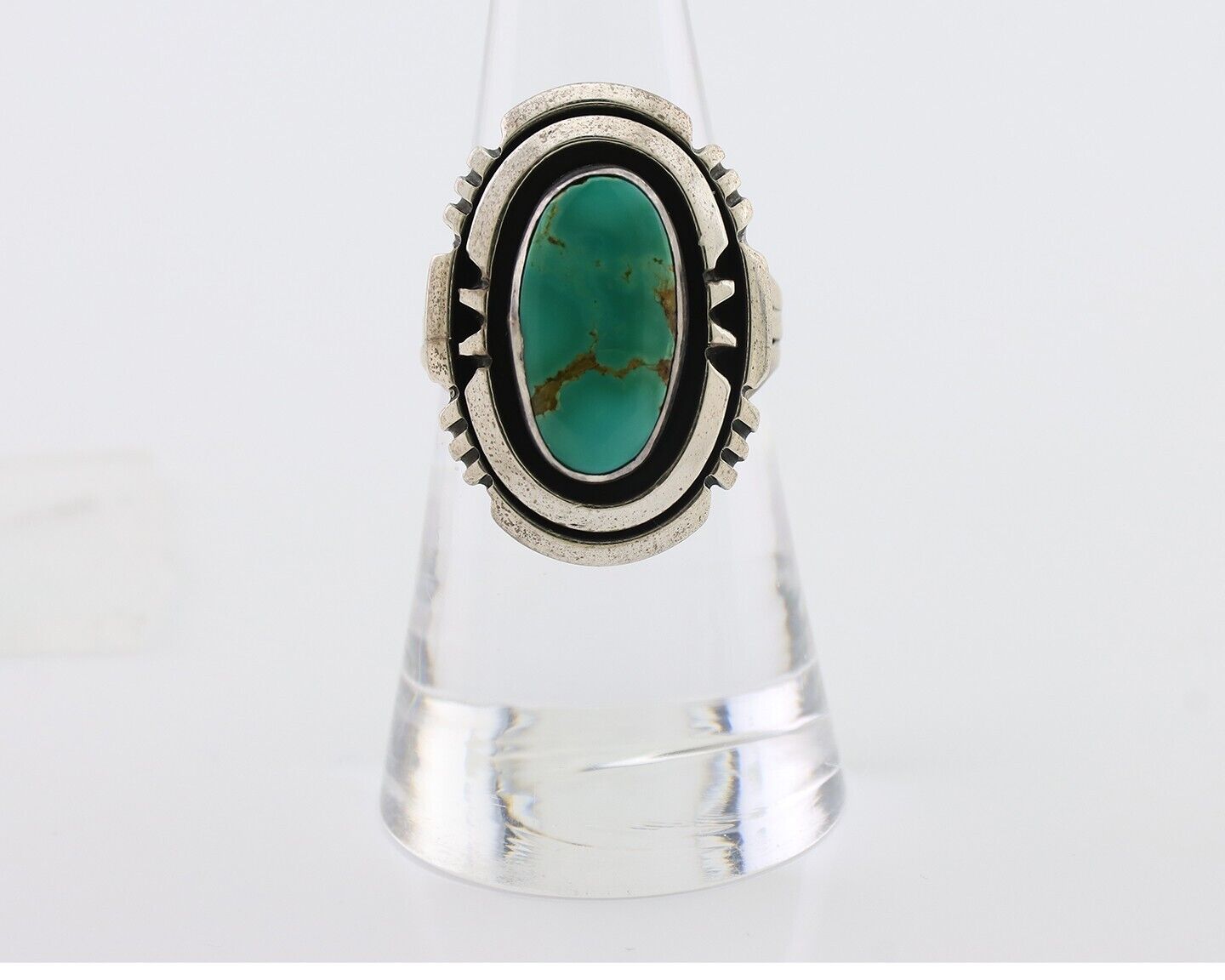 Navajo Ring 925 Silver Turquoise Signed William Denetdale Artist Sz 7.0 C.80's