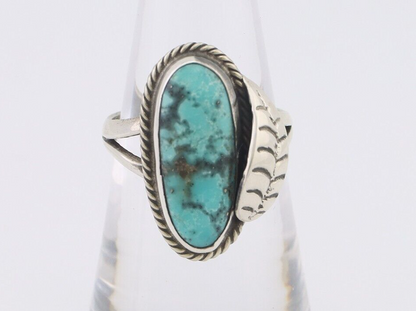 Navajo Ring 925 Silver Blue Gem Turquoise Native American Artist C.80's